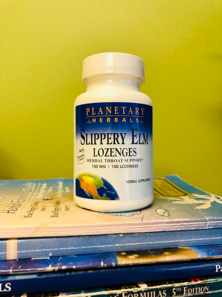 Slippery Elm lozenges moisten the lungs and quiet coughs